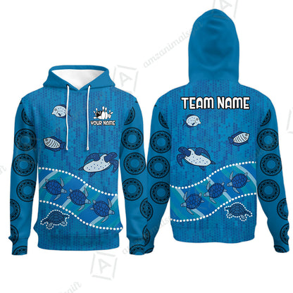 Custom Bowling Jersey Polo Shirt, Sea Turtle Bowling, Custom Bowling Jersey Team Shirt For Players With Name & Team Name