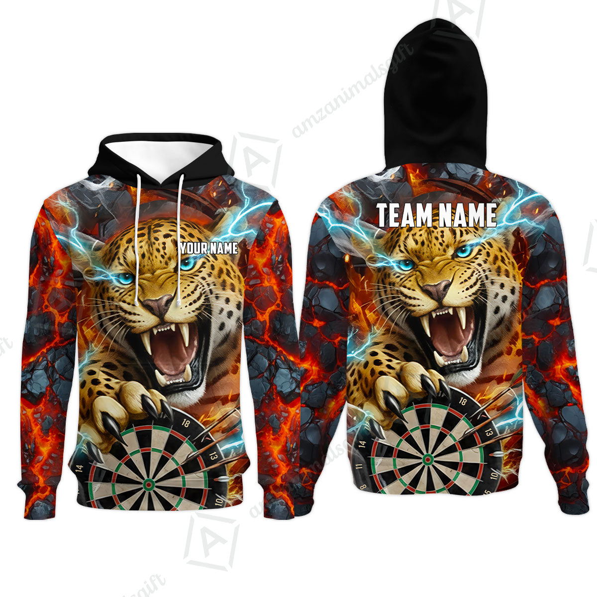 Custom Darts Team Jersey, Personalized Leopard Darts Polo Shirt For Players With Name & Team Name