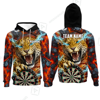 Custom Darts Team Jersey, Personalized Leopard Darts Polo Shirt For Players With Name & Team Name