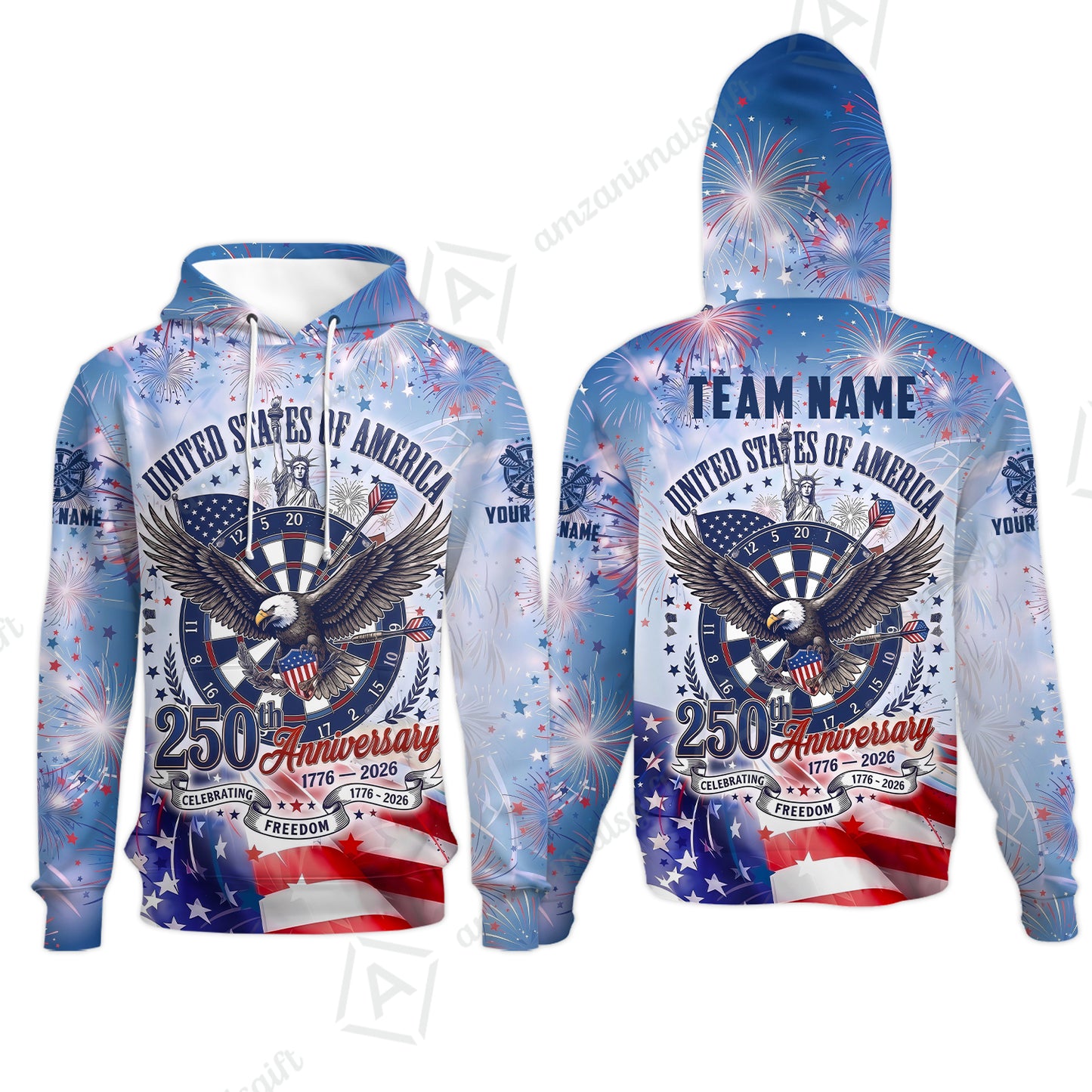 Custom Bowling Jersey Polo Shirt, 250 Years Anniversary USA, Personalize Name and Team Name