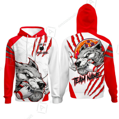 Customized Bowling Jerseys, Fierce Wolf Artwork Scratch, Uniform Bowling - Personalized Name And Team Name