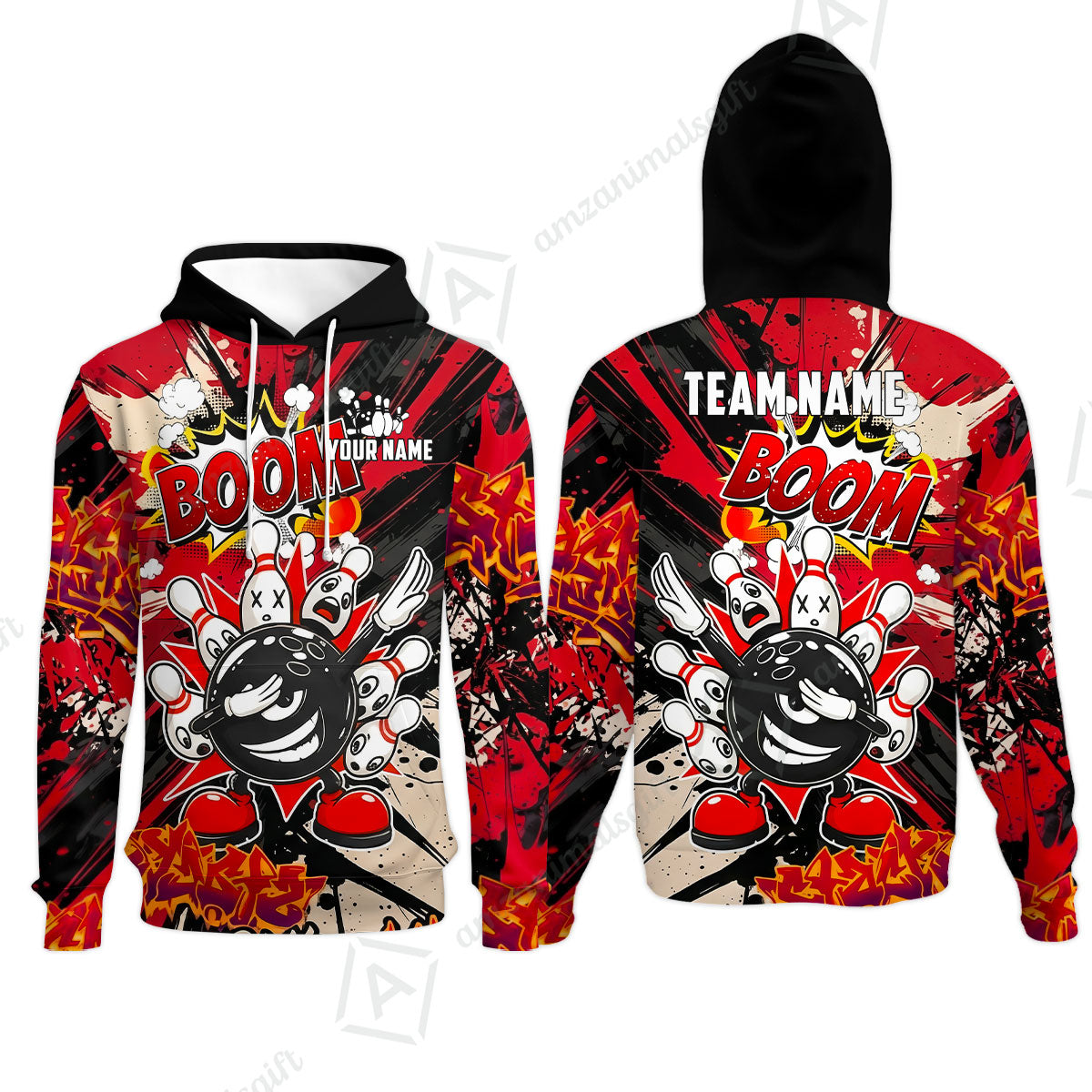 Custom Bowling Jersey Polo Shirt, Dabbing Cartoon Monster, Custom Bowling Jersey Team Shirt For Players With Name & Team Name