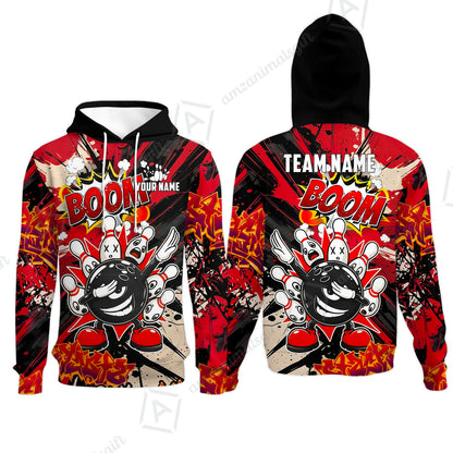 Custom Bowling Jersey Polo Shirt, Dabbing Cartoon Monster, Custom Bowling Jersey Team Shirt For Players With Name & Team Name