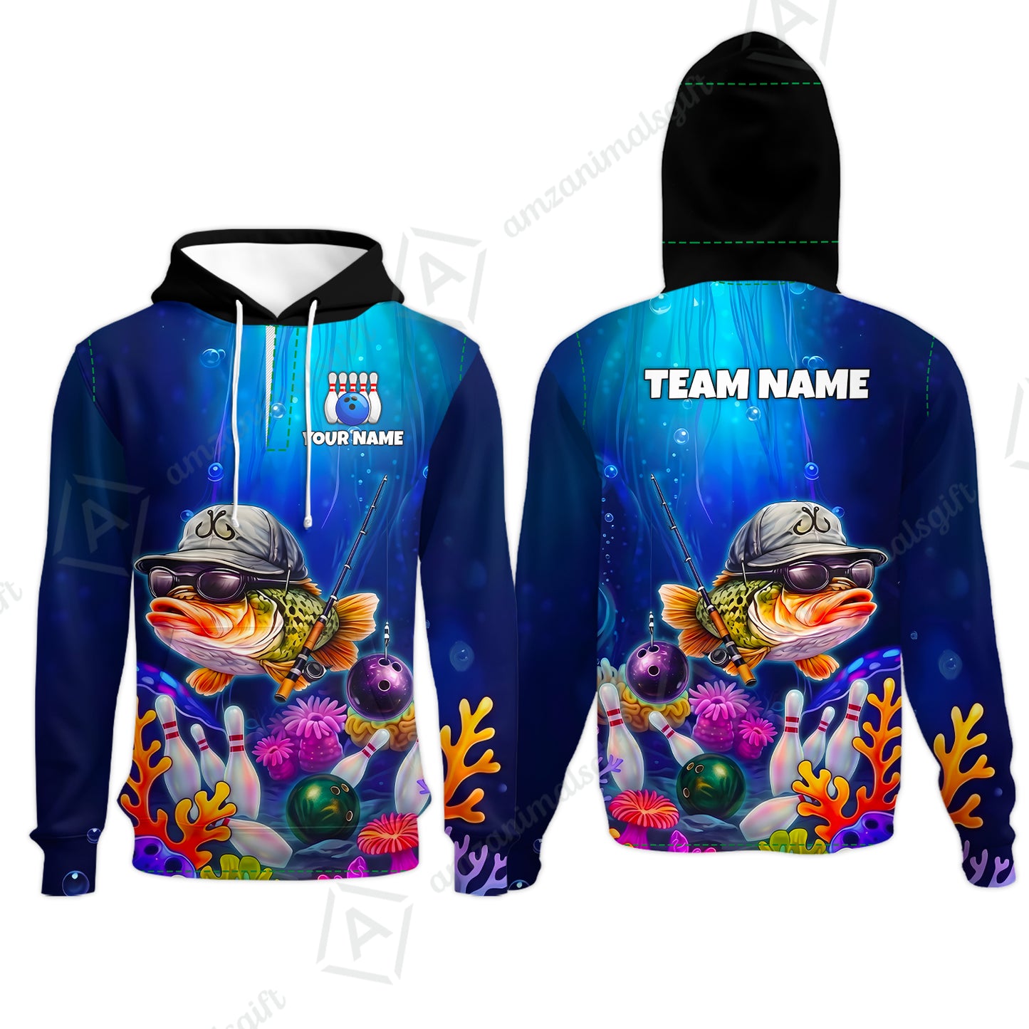 Customized Bowling Fish Bowling Jersey, Custom Name And Team Name For Bowlers