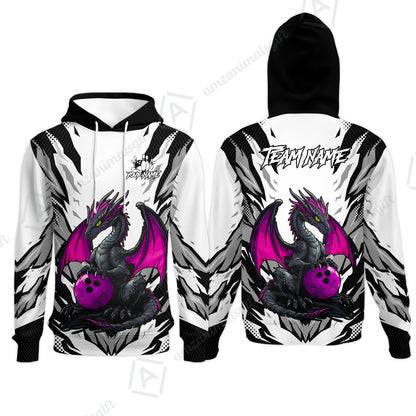 Custom Bowling Jersey Polo Shirt, Dragon Lover Custom Bowling Jersey Team Shirt For Players With Name & Team Name