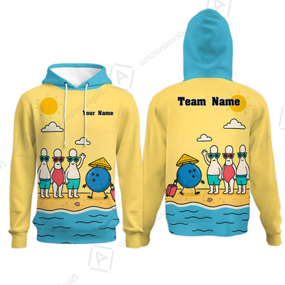 Custom Bowling Jersey Polo Shirt, Funny Summer Beach Holiday Pins, Custom Bowling Jersey Team Shirt For Players With Name and Team Name