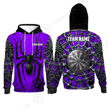 Custom Darts Jersey Polo Shirt, Gothic Widow Spiderweb, Custom Dart Jersey Team Shirt For Players With Name & Team Name