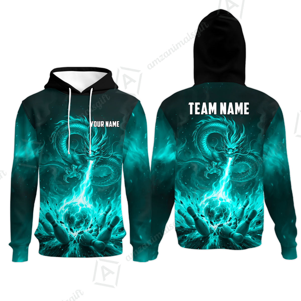 Custom Bowling Jersey Polo Shirt, Asian Dragon's Fire Strike, Custom Bowling Jersey Team Shirt For Players With Name & Team Name