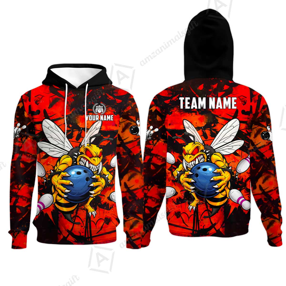 Custom Bowling Jersey Polo Shirt, The Wild Wasp Strike, Custom Bowling Jersey Team Shirt For Players With Name & Team Name