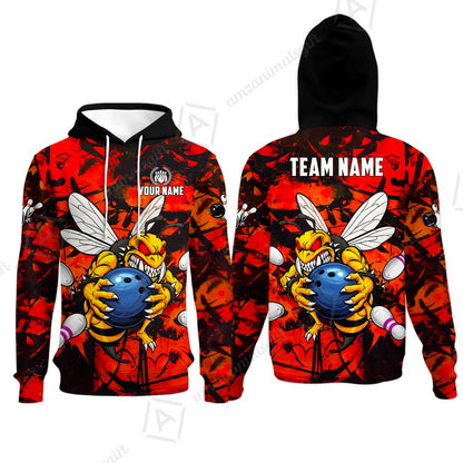 Custom Bowling Jersey Polo Shirt, The Wild Wasp Strike, Custom Bowling Jersey Team Shirt For Players With Name & Team Name