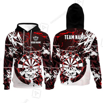 Customized Abstract Crimson Geometric Shard Darts Jersey, Personalized Name And Team Name For Dart Players