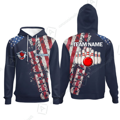 Bowling Custom Women Polo Shirt - Custom Name Patriotic American Flag Bowling Personalized Bowling Jersey Polo Shirts - Uniforms For Bowlers