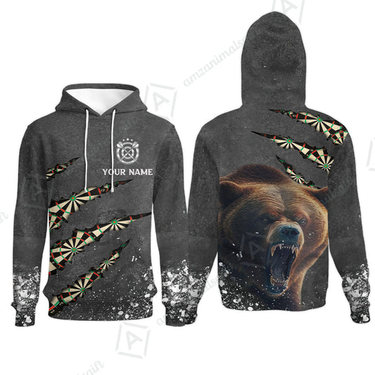 Darts Customized Name Hoodie, Darts Paints Splash, Personalized Name Bear Hoodie - Perfect Gift For Darts Lovers, Darts Players