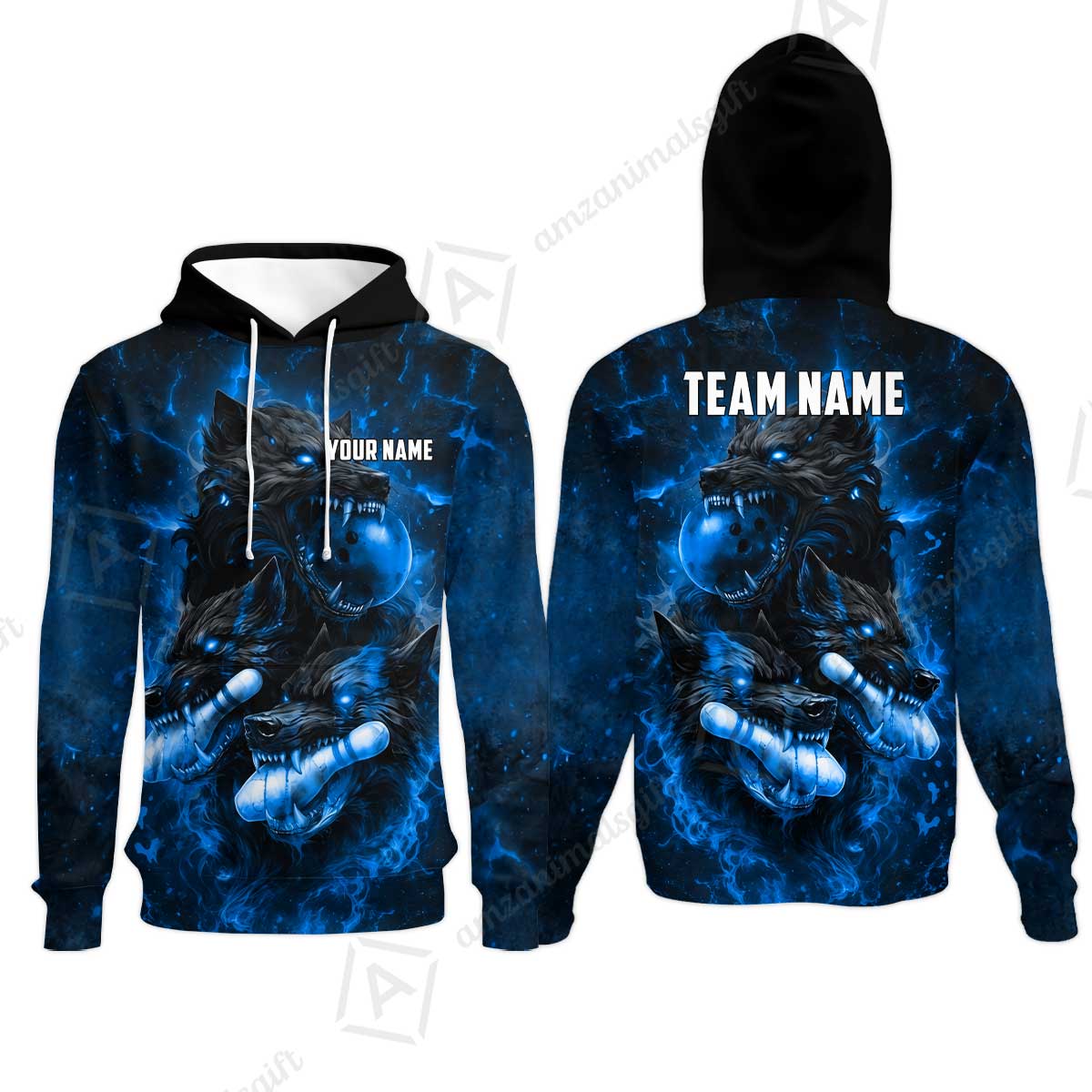 Custom Bowling Jersey Polo Shirt, Dark Fantasy Hellfire Werewolf, Custom Bowling Jersey Team Shirt For Players With Name & Team Name
