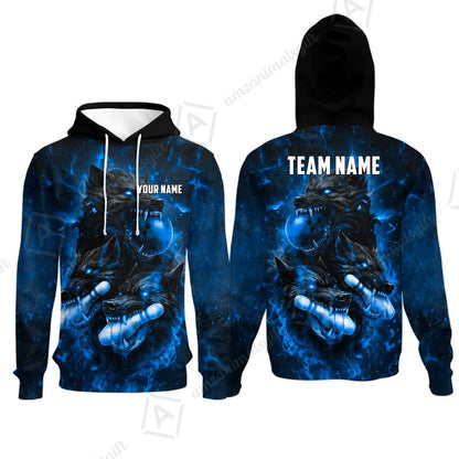 Custom Bowling Jersey Polo Shirt, Dark Fantasy Hellfire Werewolf, Custom Bowling Jersey Team Shirt For Players With Name & Team Name