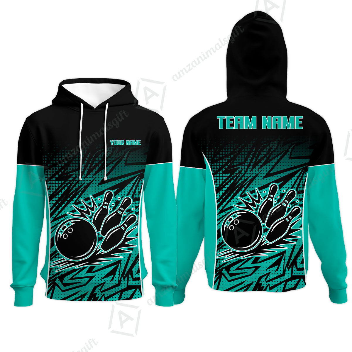 Customized Bowling Unisex Polo Shirt, Abstract Sameless Pattern Color Bowling Uniforms, Personalized Name And Team Name