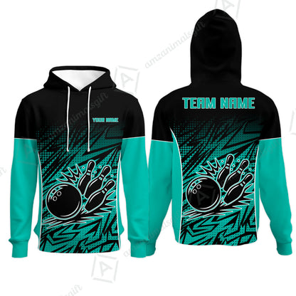 Customized Bowling Unisex Polo Shirt, Abstract Sameless Pattern Color Bowling Uniforms, Personalized Name And Team Name