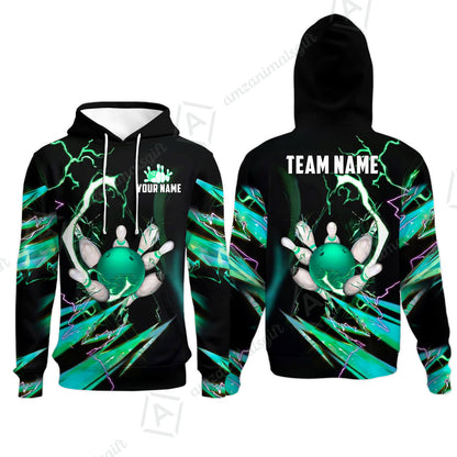 Custom Bowling Jersey Polo Shirt, Electric Strike & Neon Plasma, Custom Bowling Jersey Team Shirt For Players With Name & Team Name