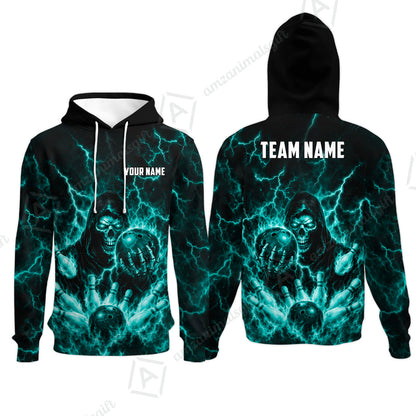 Custom Bowling Jersey Polo Shirt, Lightning Grim Reaper, Custom Bowling Jersey Team Shirt For Players With Name & Team Name