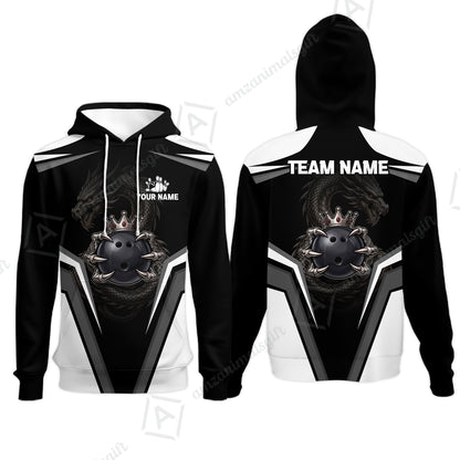 Custom Bowling Jersey Polo Shirt, Gothic Dark Dragon Royal Crown, Custom Bowling Jersey Team Shirt For Players With Name and Team Name