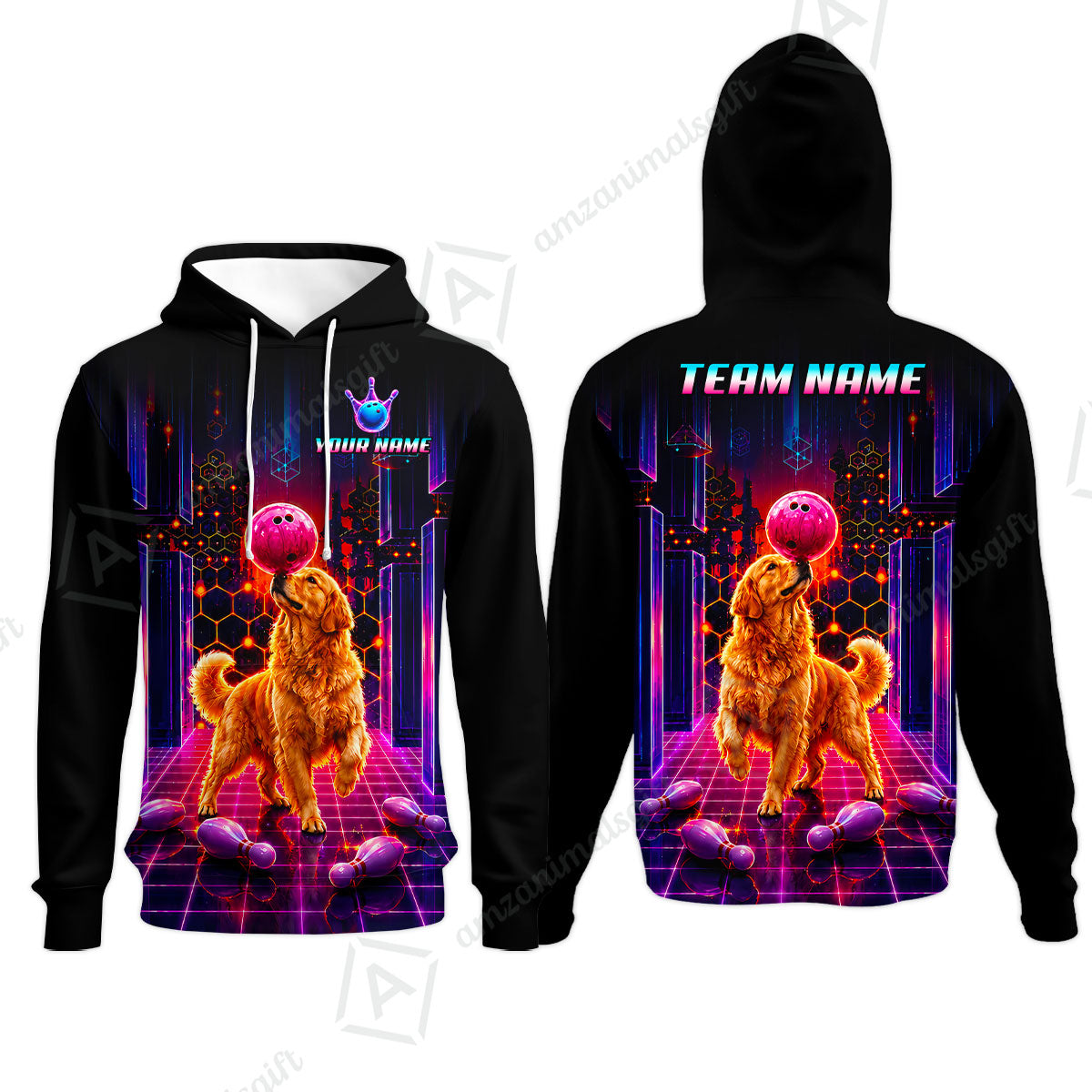 Custom Bowling Jersey Polo Shirt, Cyber Bowling Dog, Custom Bowling Jersey Team Shirt For Players With Name & Team Name