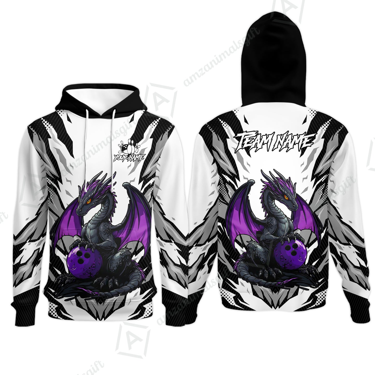 Custom Bowling Jersey Polo Shirt, Dragon Lover Custom Bowling Jersey Team Shirt For Players With Name & Team Name
