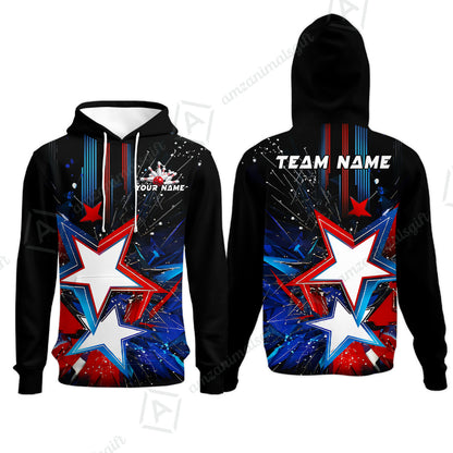 Custom Abstract Patriotic Bowling Jersey Polo Shirt, Custom Abstract Patriotic Bowling Jersey Team Shirt For Players With Name & Team Name