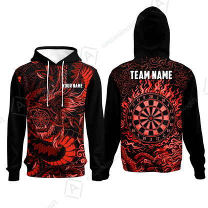 Custom Darts Jersey Polo Shirt, Dragon's Bullseye Darts, Custom Dart Jersey Team Shirt For Players With Name & Team Name