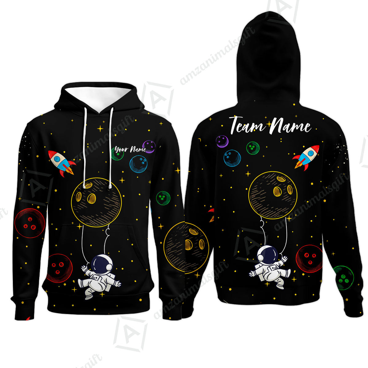 Custom Bowling Jersey Polo Shirt, Spaceman Bowling Galaxy, Custom Bowling Jersey Team Shirt For Players With Name and Team Name