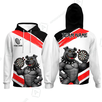 Custom Darts Jersey Polo Shirt, Pitbull Hold Dart Board, Custom Dart Jersey Team Shirt For Players With Name & Team Name