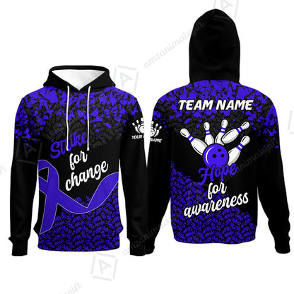 Custom Bowling Jersey Uniform Shirt, Bowling Strike For Change Team Shirt For Players With Name & Team Name