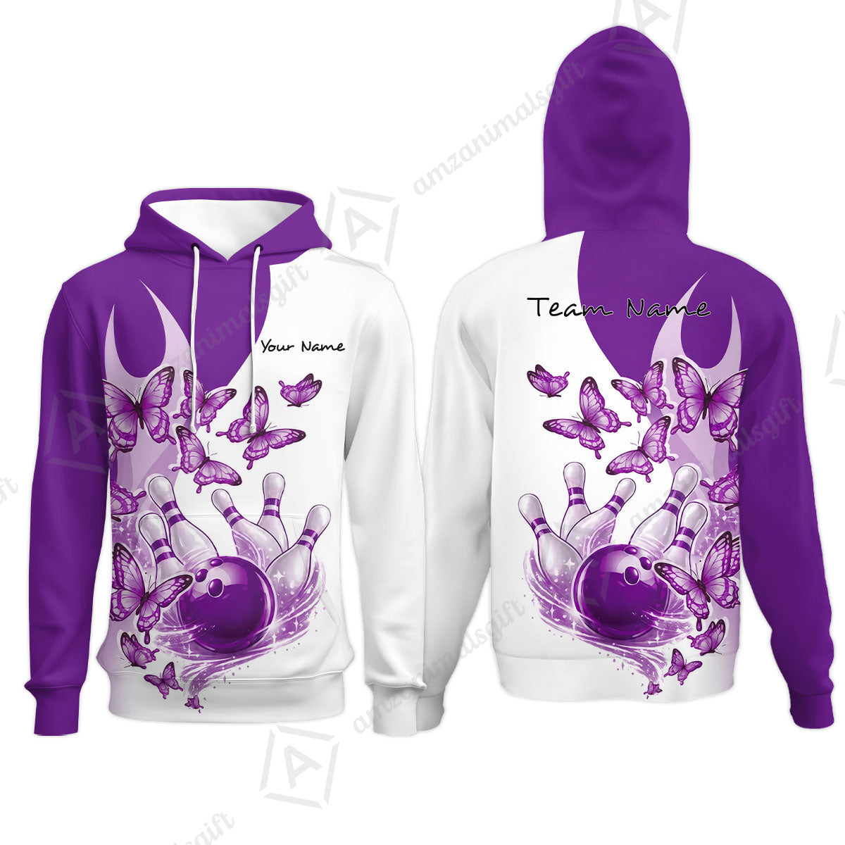 Custom Bowling Jersey Polo Shirt, Butterfly Strike, Personalized Name & Team Name