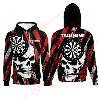 Custom Darts Jersey Polo Shirt, Skull Bites Dart, Custom Dart Jersey Team Shirt For Players With Name & Team Name