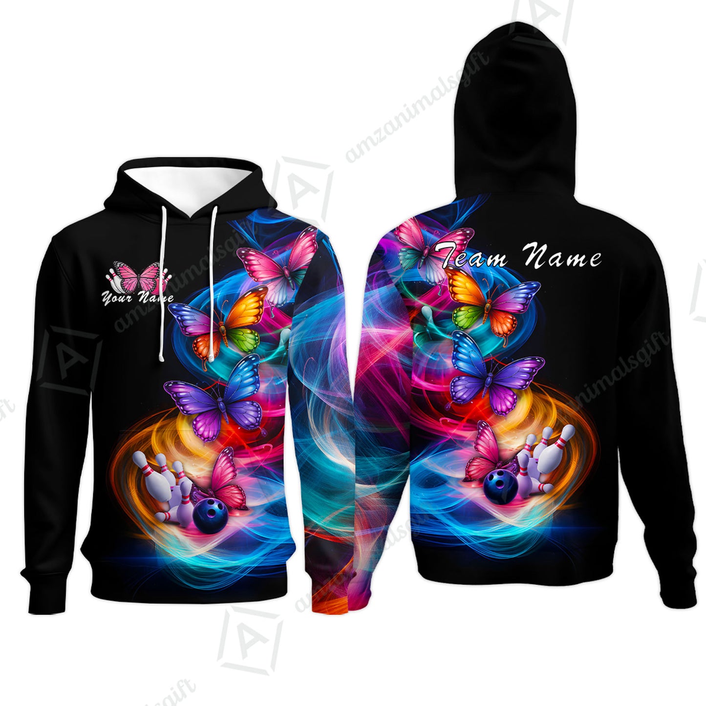 Custom Bowling Jersey Polo Shirt, Artistic Monarch Butterfly Bowling Custom Bowling Jersey Team Shirt For Players With Name & Team Name