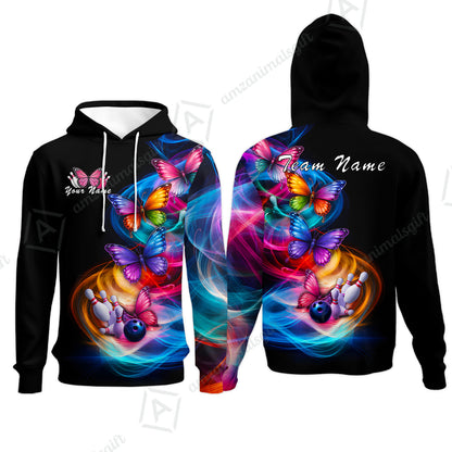 Custom Bowling Jersey Polo Shirt, Artistic Monarch Butterfly Bowling Custom Bowling Jersey Team Shirt For Players With Name & Team Name