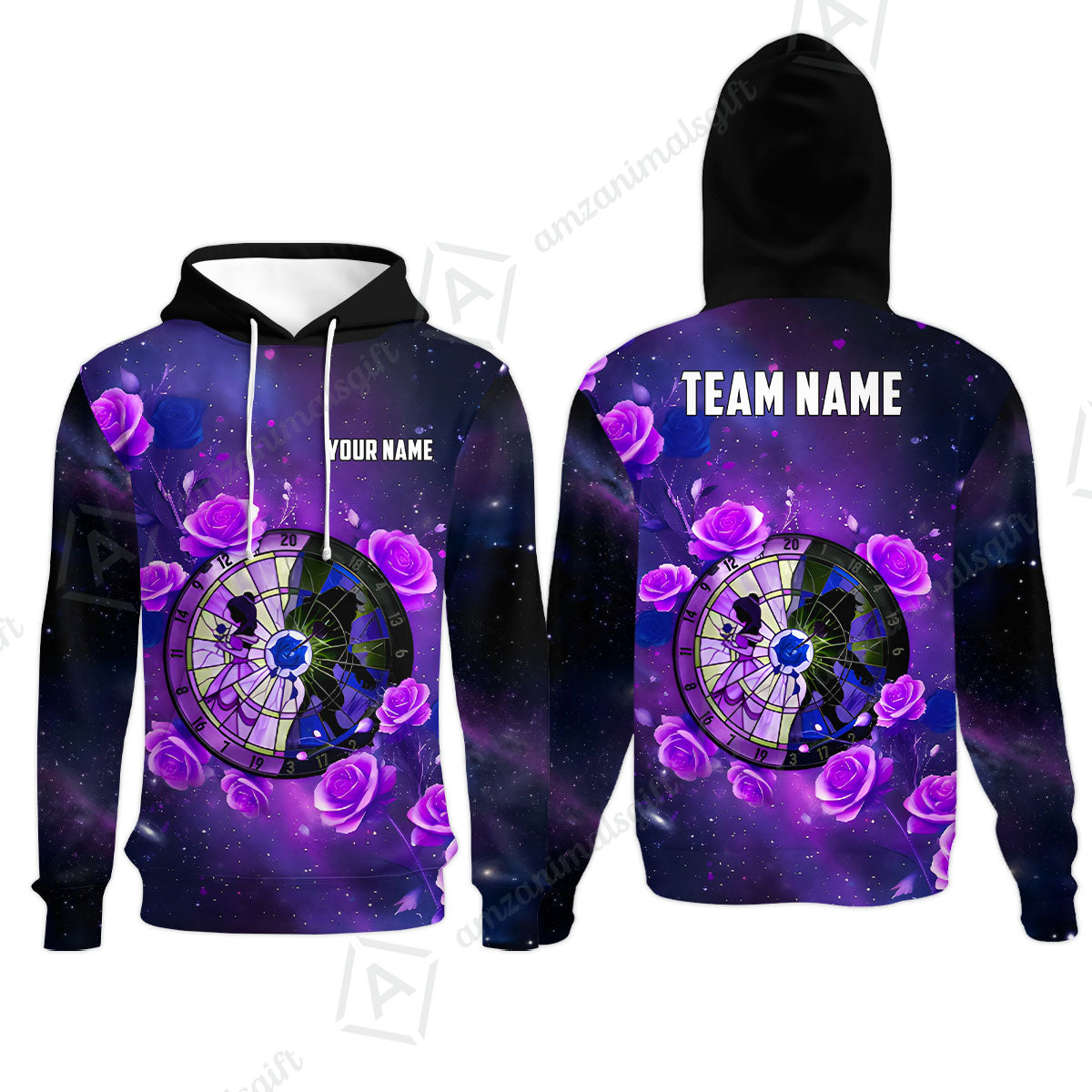 Custom Darts Team Jersey, Personalized Galaxy Flowers Darts Polo Shirt For Players With Name & Team Name