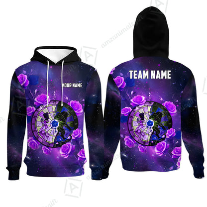 Custom Darts Team Jersey, Personalized Galaxy Flowers Darts Polo Shirt For Players With Name & Team Name