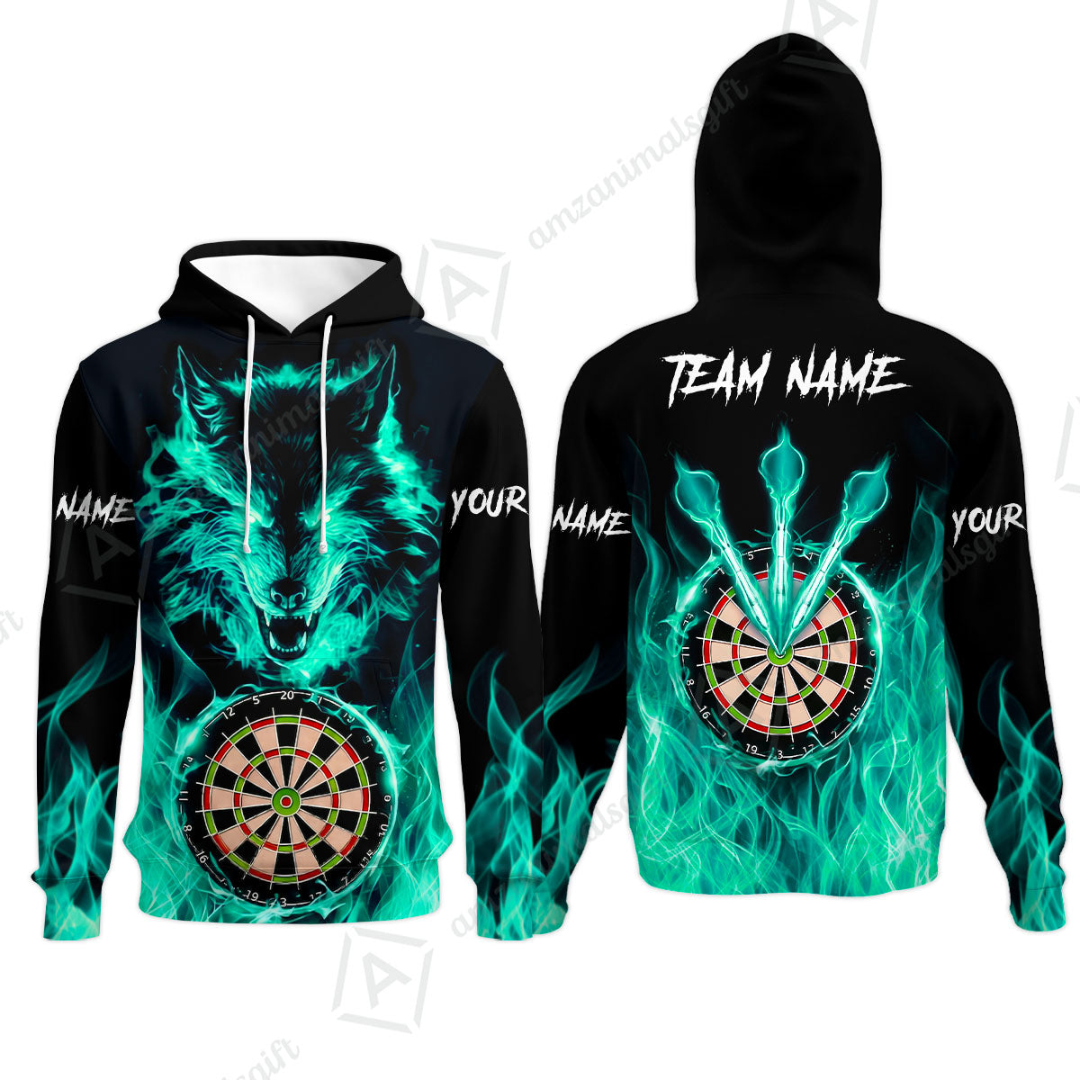 Custom Darts Jersey Polo Shirt, Dartboard Fierce Wolf Design, Uniform Dart - Personalized Name And Team Name