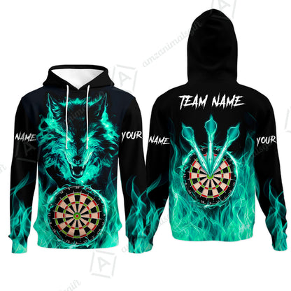 Custom Darts Jersey Polo Shirt, Dartboard Fierce Wolf Design, Uniform Dart - Personalized Name And Team Name