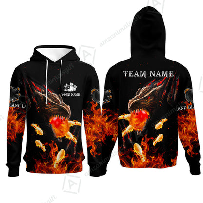 Customized Bowling Polo, Dragon Ball Fire Bowling Jersey Multicolor Option Customized Name, Team Name Polo Jerseys Shirt For Mike
