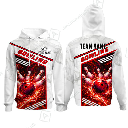 Custom Bowling Jersey Polo Shirt, Retro Racing & Fire Strike, Custom Bowling Jersey Team Shirt For Players With Name & Team Name