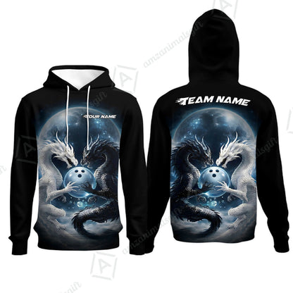 Custom Double Dragon Bowling Jersey Polo Shirt, Custom Double Dragon Bowling Jersey Team Shirt For Players With Name & Team Name