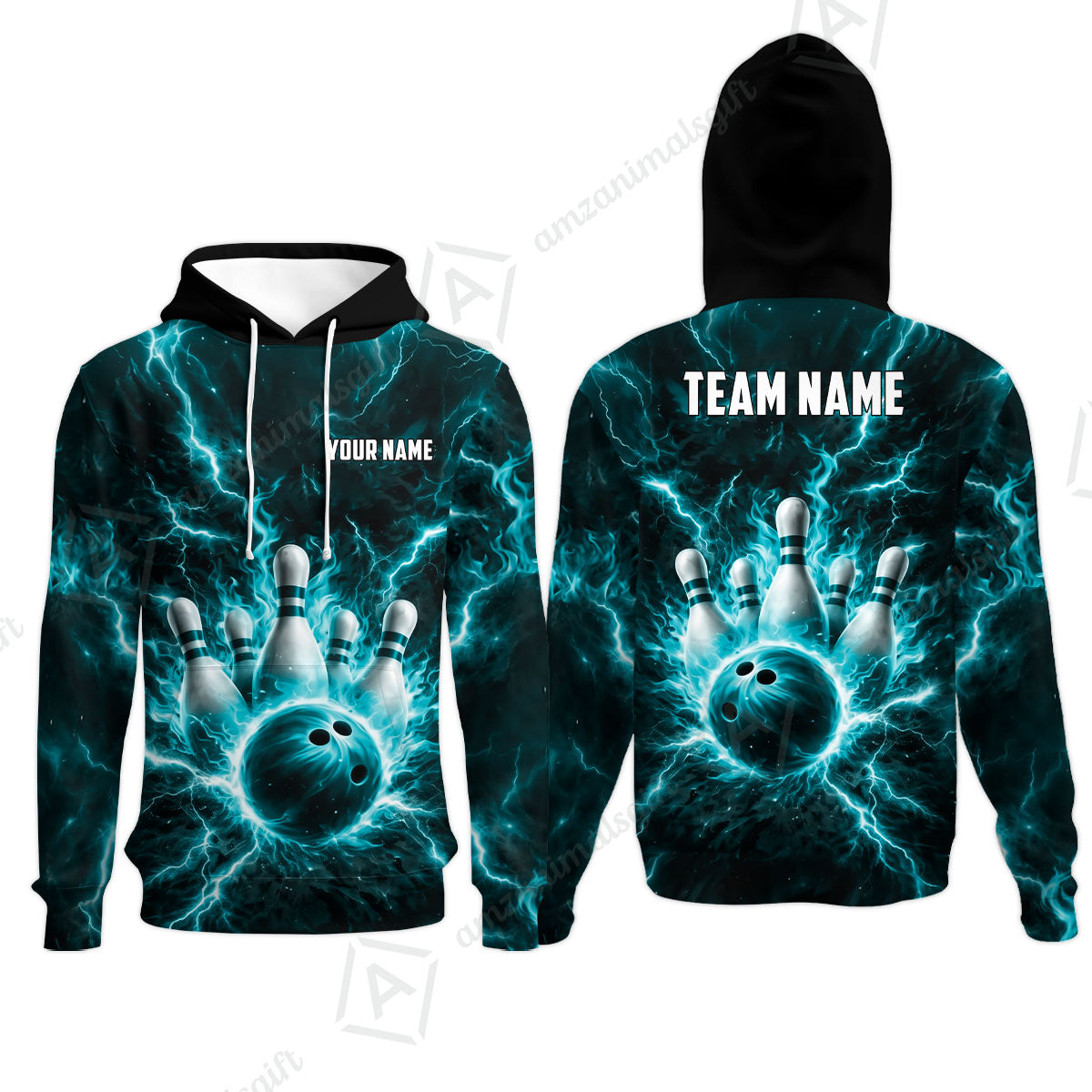 Custom Bowling Jersey Polo Shirt, Electric Lightning Storm Bowling, Custom Bowling Jersey Team Shirt For Players With Name and Team Name