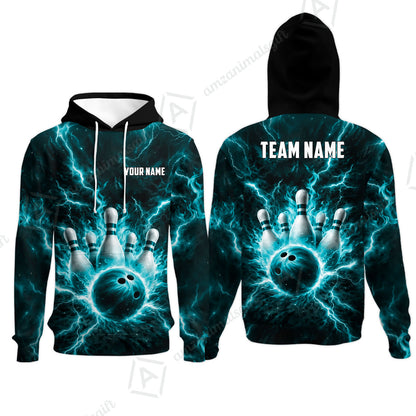 Custom Bowling Jersey Polo Shirt, Electric Lightning Storm Bowling, Custom Bowling Jersey Team Shirt For Players With Name and Team Name
