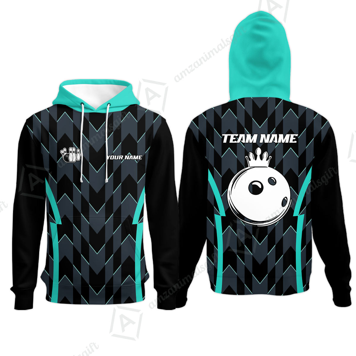 Custom Turquoise Camo Bowling Team Jersey Polo Shirts, Bowling Team Uniforms Jerseys, Personalized Name And Team Name