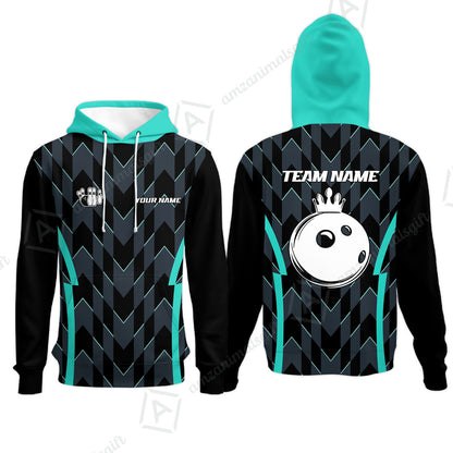 Custom Turquoise Camo Bowling Team Jersey Polo Shirts, Bowling Team Uniforms Jerseys, Personalized Name And Team Name