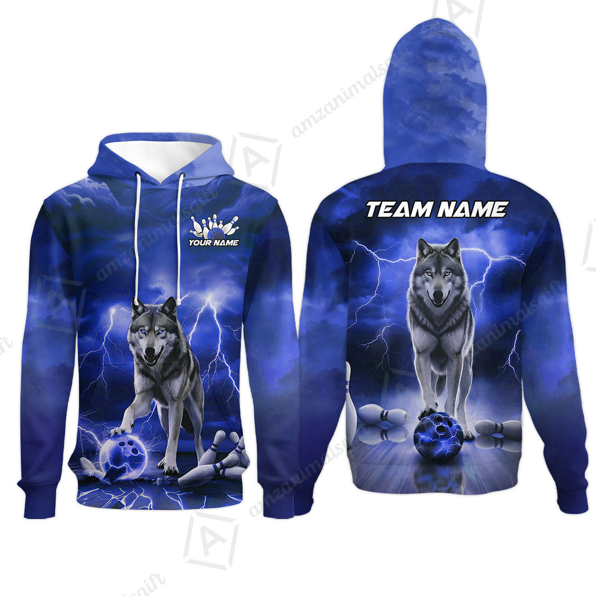 Custom Bowling Jersey Polo Shirt, Electric Wolf Bowling Custom Bowling Jersey Team Shirt For Players With Name & Team Name