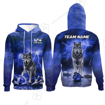Custom Bowling Jersey Polo Shirt, Electric Wolf Bowling Custom Bowling Jersey Team Shirt For Players With Name & Team Name