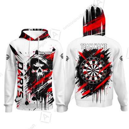 Custom Darts Jersey Polo Shirt, Grim Reaper Sketch Splatter, Custom Dart Jersey Team Shirt For Players With Name & Team Name