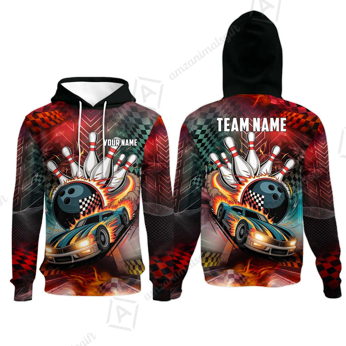 Custom Bowling Jersey Polo Shirt, Bowling Thunder Racing, Custom Bowling Jersey Team Shirt For Players With Name and Team Name